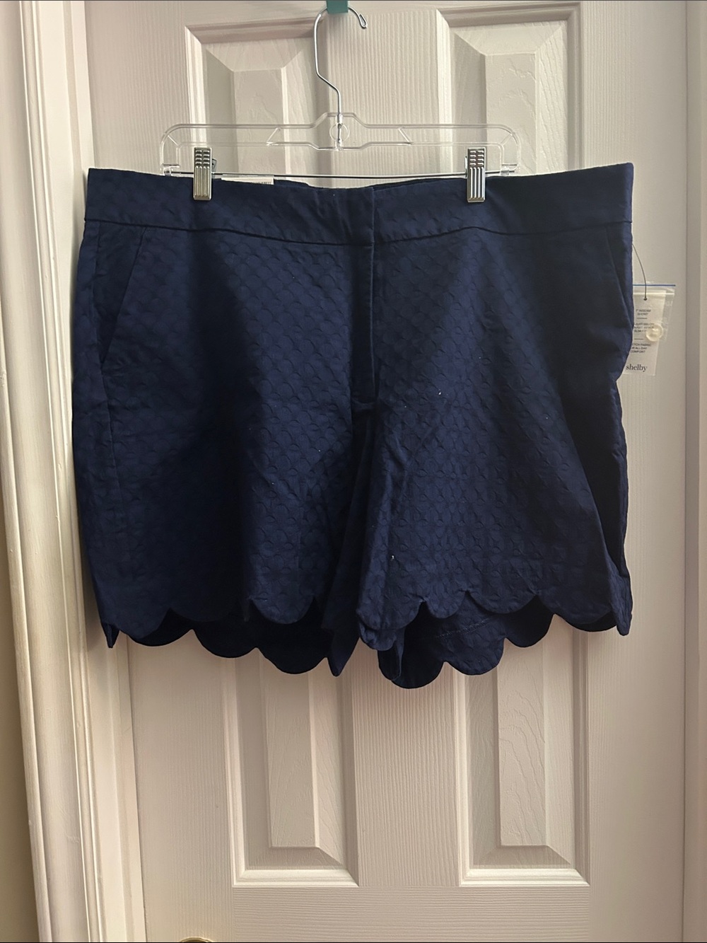 crown & ivy Navy Scalloped Hem Shorts